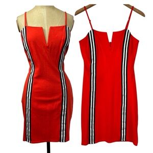 Y2K Charlotte Russe Red Striped Mini Dress NWT Racing F1 Street Chic Club